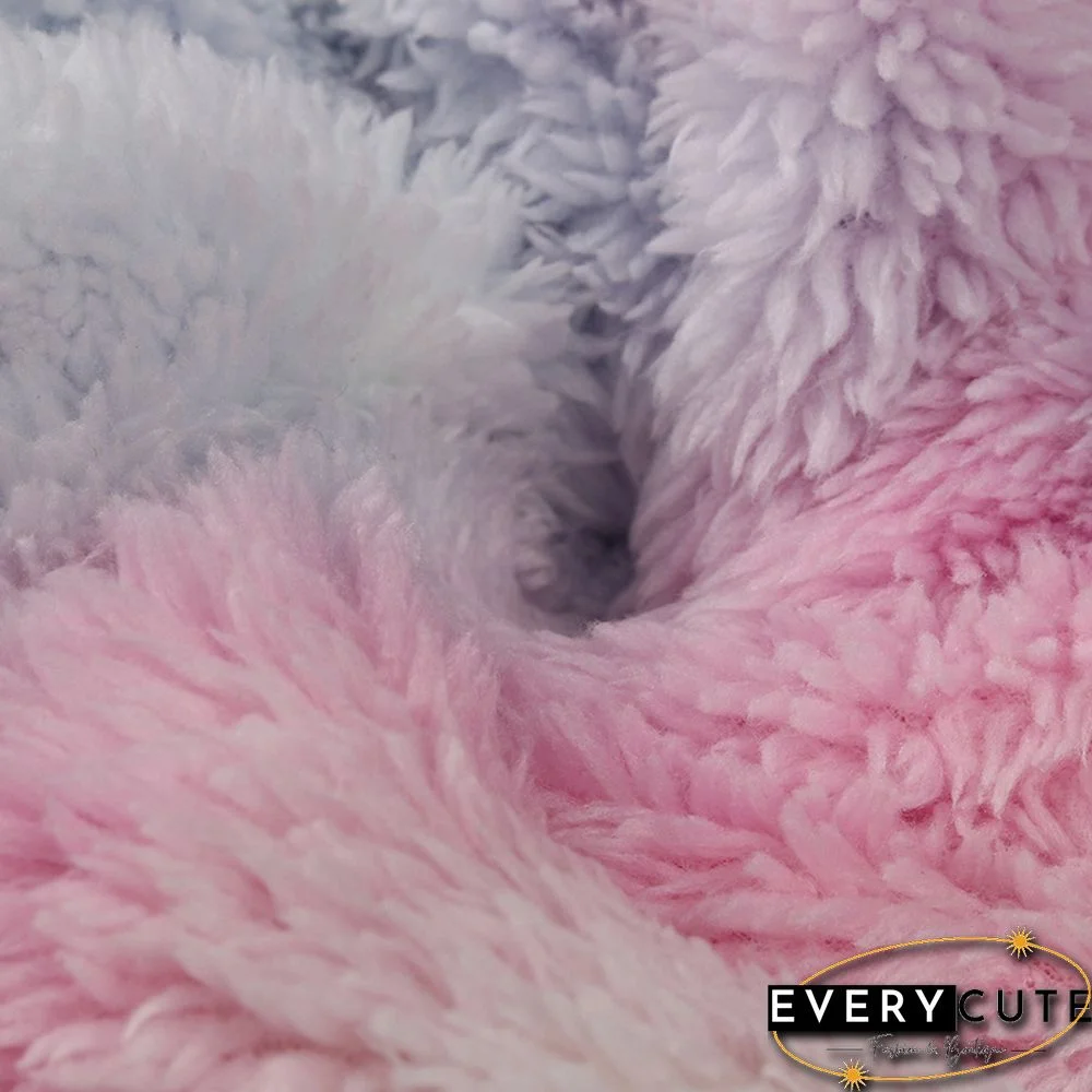 Light Pink Tie Dye Print Zip Neck Plush Sweatshirt