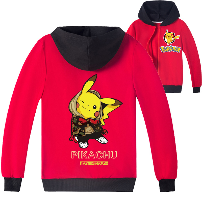 Mayoulove Pikachu Pattern Zipper Jacket | Cute and Comfortable Jacket for Kids | Perfect for Fans of Pikachu | Boys and Girls Aged 3-10 Years Old-Mayoulove