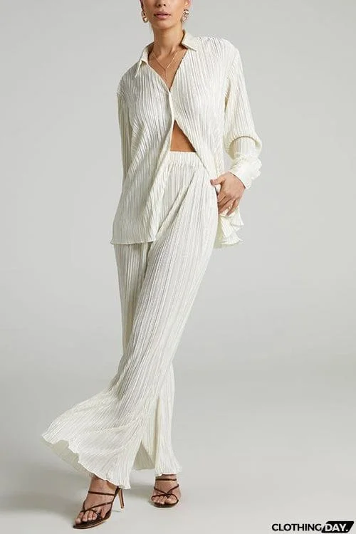 Pleated Oversized Shirt and Trouser Set