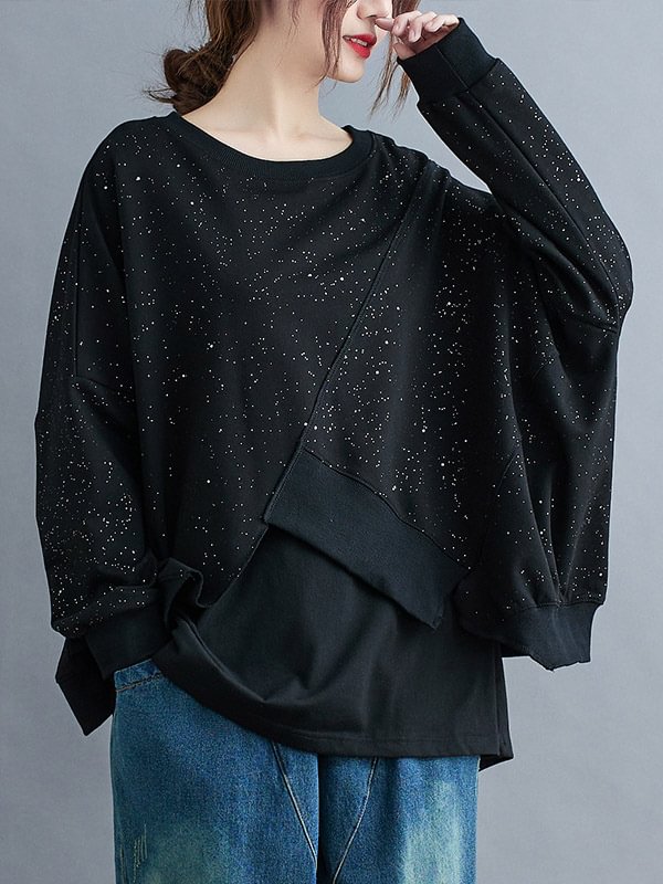 Casual Split-Joint  False Two Sweatshirt Top