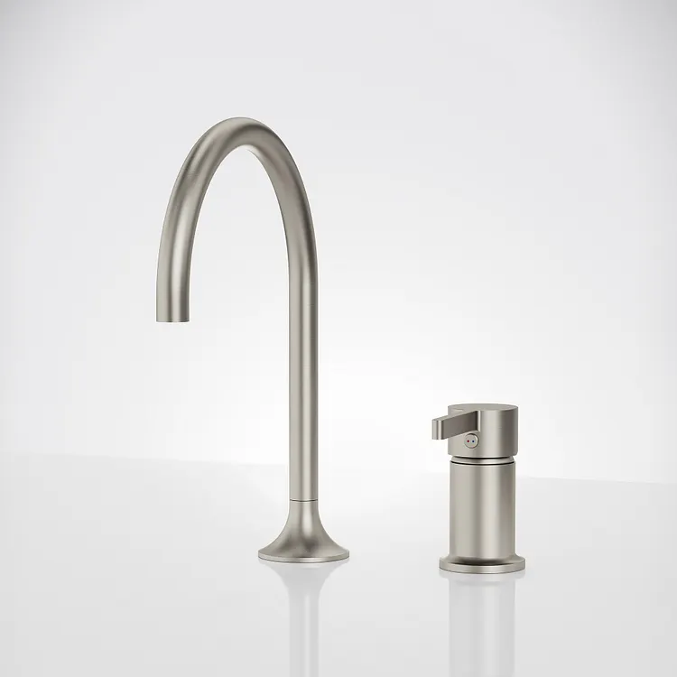 EVERSTEIN High Arc Single Handle Bathroom Faucet in Brushed Nickel 