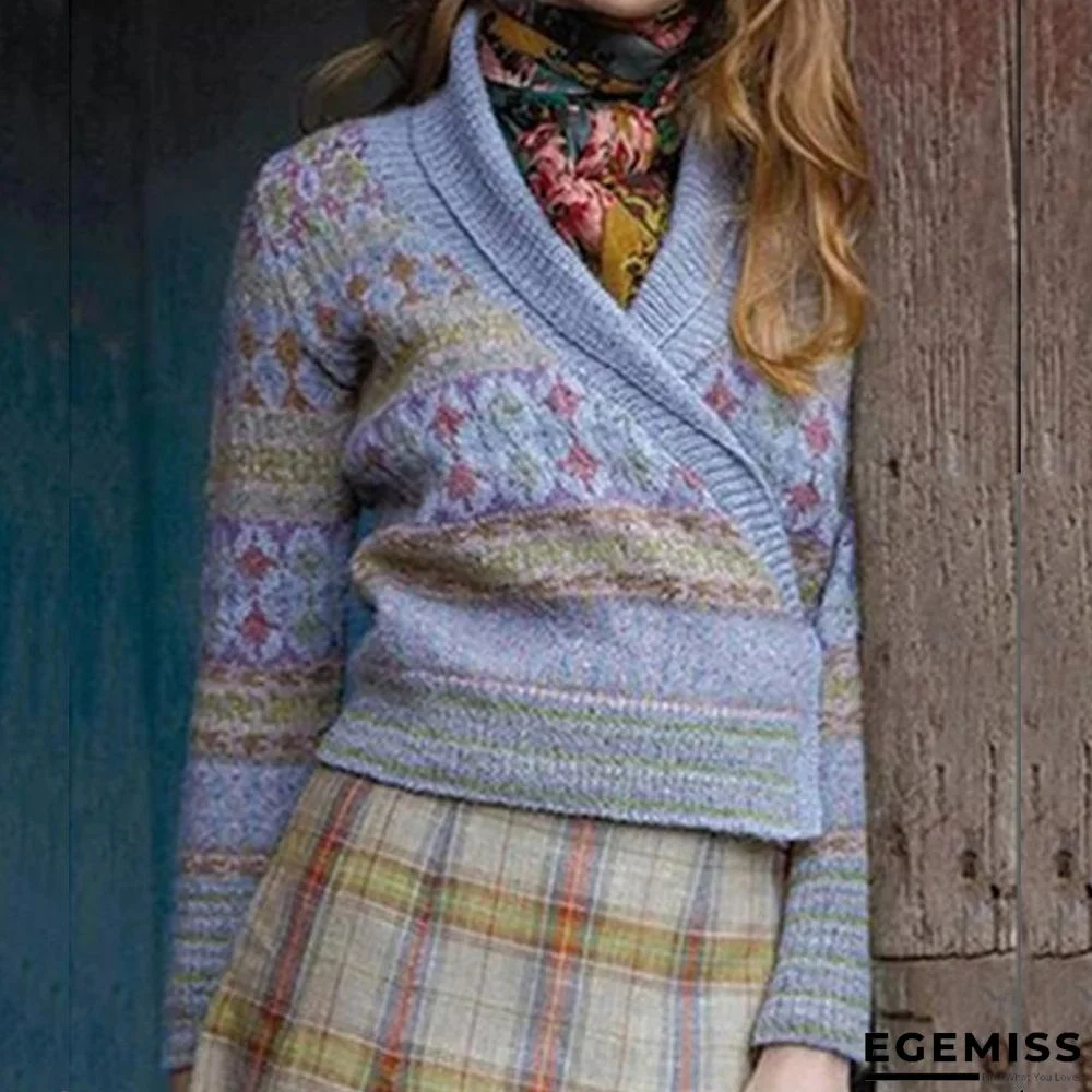 Casual V-Neck Printed Sweaters | EGEMISS