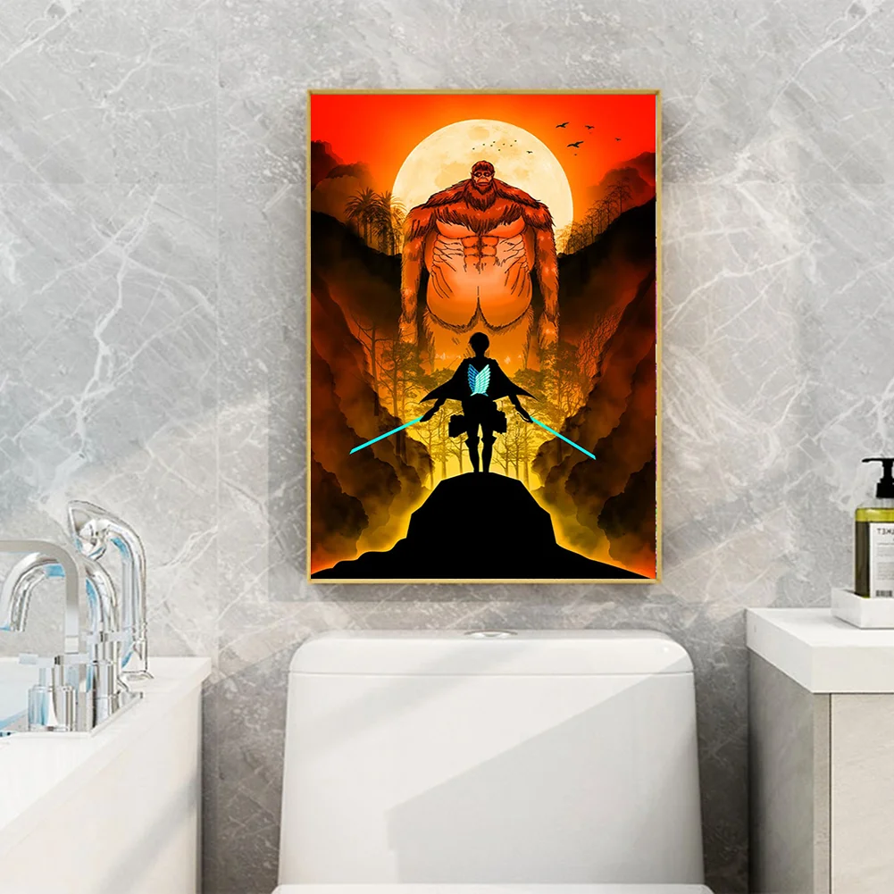 Full Round Diamond Painting 35*50cm - Attack On Titan - Silhouette
