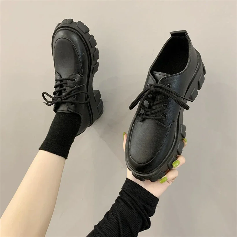 Qengg jk uniform shoes Platform Heel Women Shoes High Quality Women Oxford Casual Harajuku Shoes Womens zapatos mujer