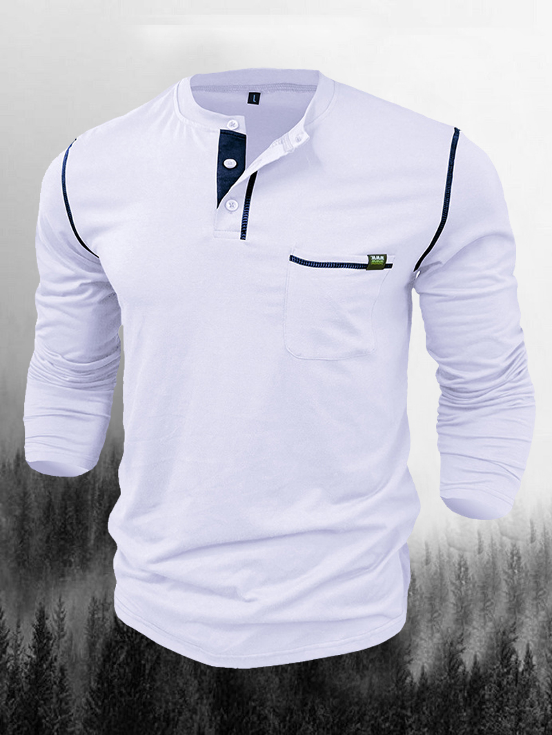 Casual Multicolor Long Sleeve round Neck Henley Shirt