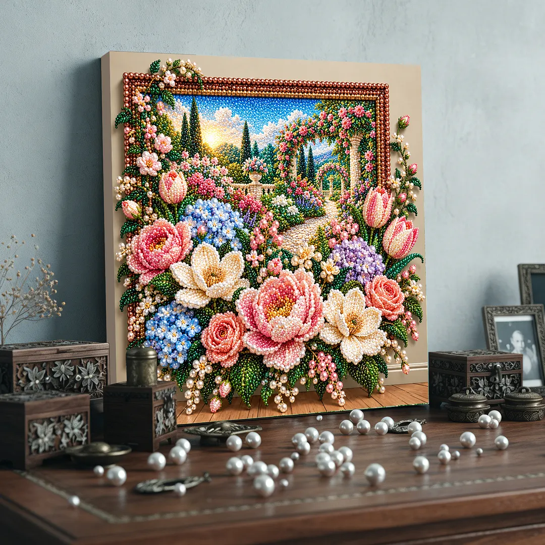 Framed Pearl Painting Kit Botanical Bloom 11.81x11.81in
