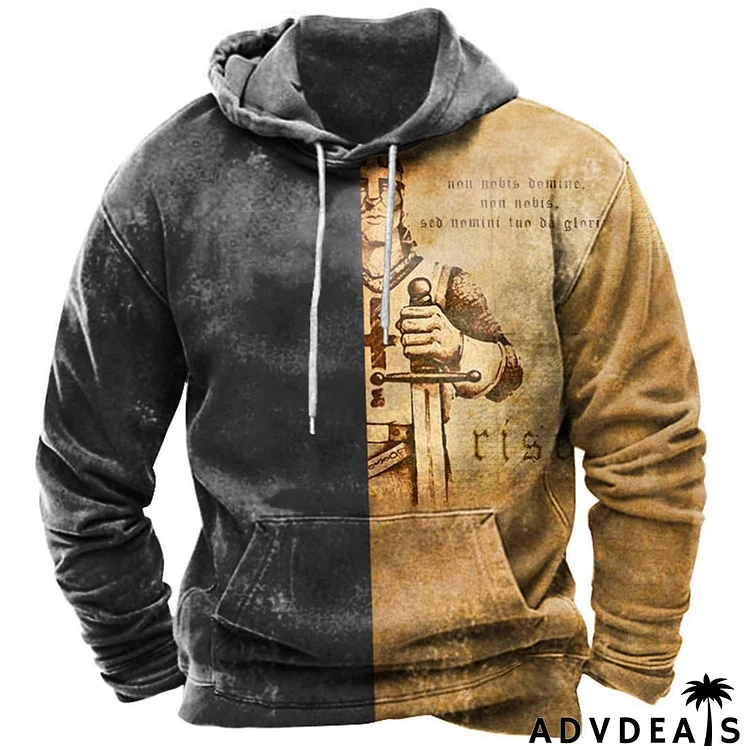 Men Vintage Casual Ethnic Style Cow Tau 3D Print Long Sleeve Plus Size Hoodies