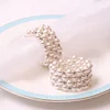 Cream White Pearls Rhinestone Napkin Ring