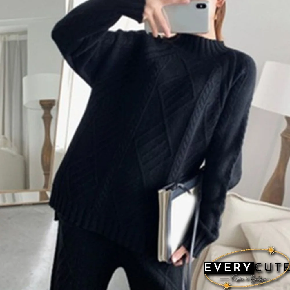Women Two Piece Outfits Autumn New Fashion Temperament Commuter Suit Thick Sweater Pants Women Retro Knit Elegant 2 Sets