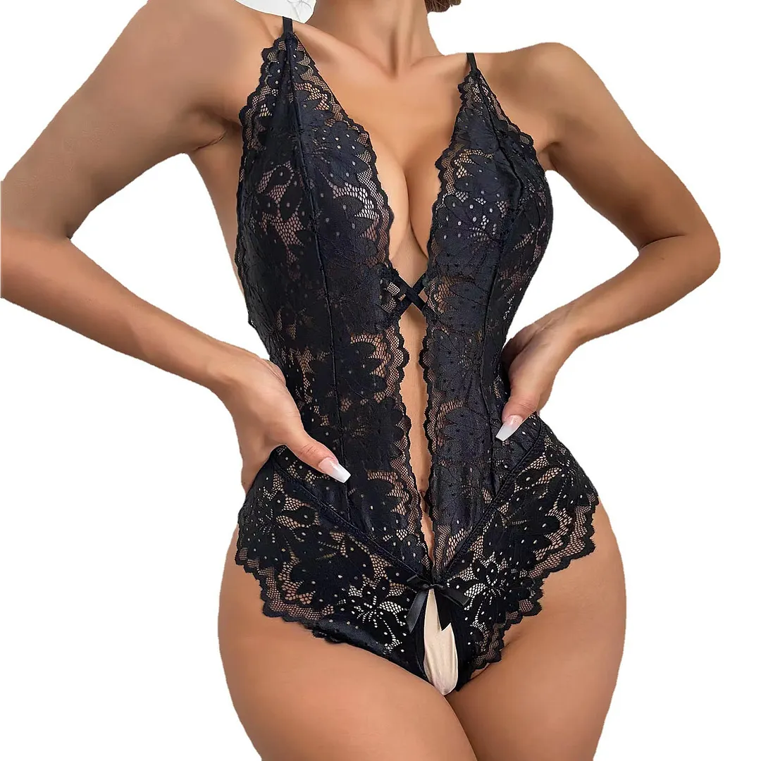 Churchf Sex Underwear Pajamas Open Brothing Collar Cross-Lace Lace Lace Tender