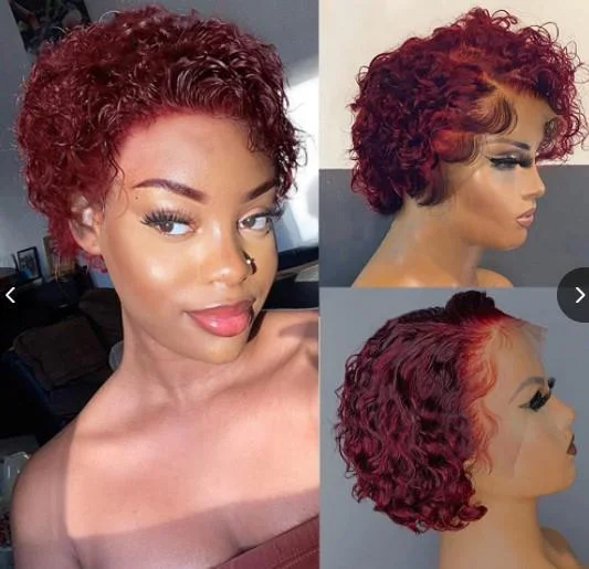 Wine Red 6 Inch Short Wig Bob Curly Hair