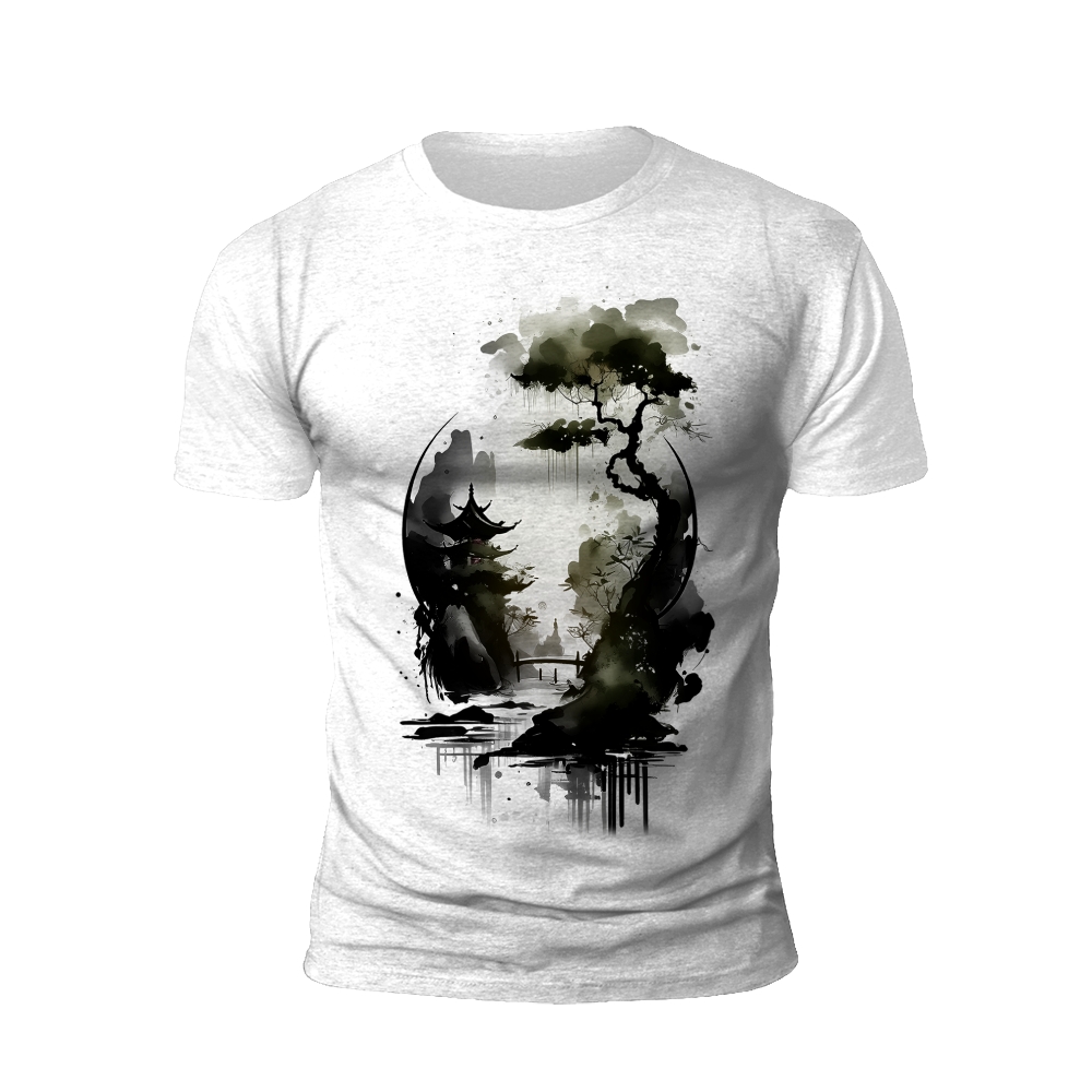 Ink Wash Painting: Serenity of Nature T-Shirt