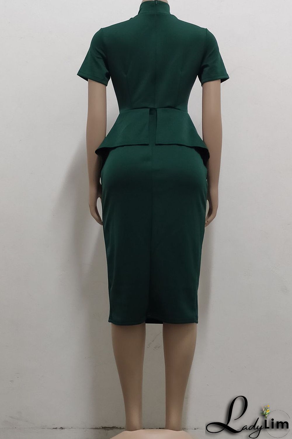 Coral Powder Casual Solid Patchwork Asymmetrical With Bow O Neck One Step Skirt Dresses