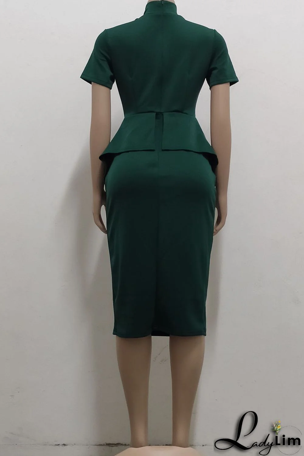 Coral Powder Casual Solid Patchwork Asymmetrical With Bow O Neck One Step Skirt Dresses