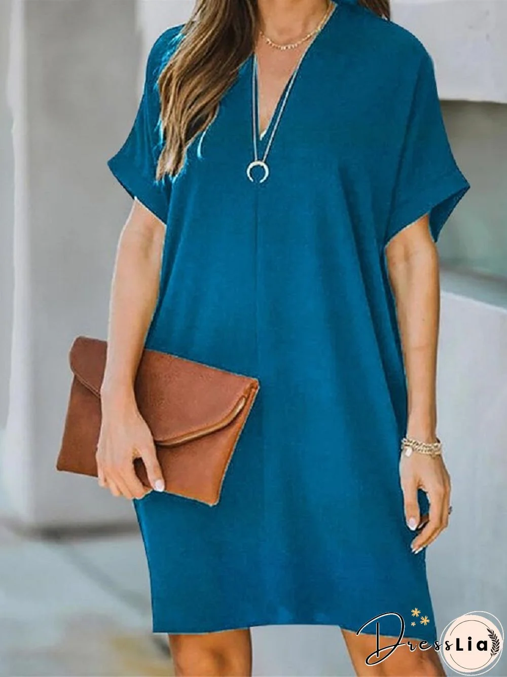 Loose Butterfly Hollow Solid Color Dress