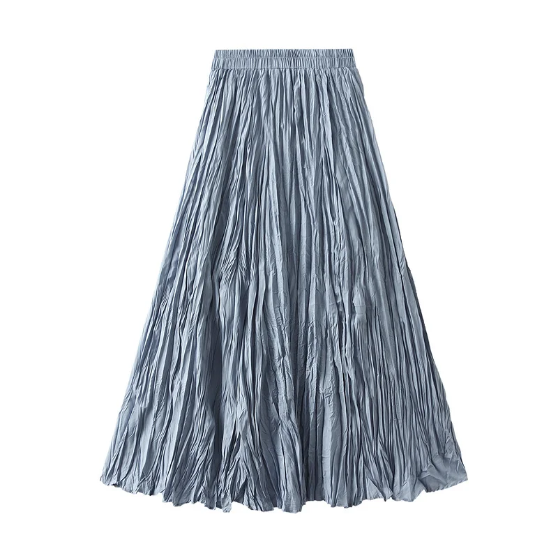 Nigikala Nigikala Luxury Light Pressure Folded Skirt Women's Spring And Autumn New Station Big Swing Thin Folded A Skirt 0323
