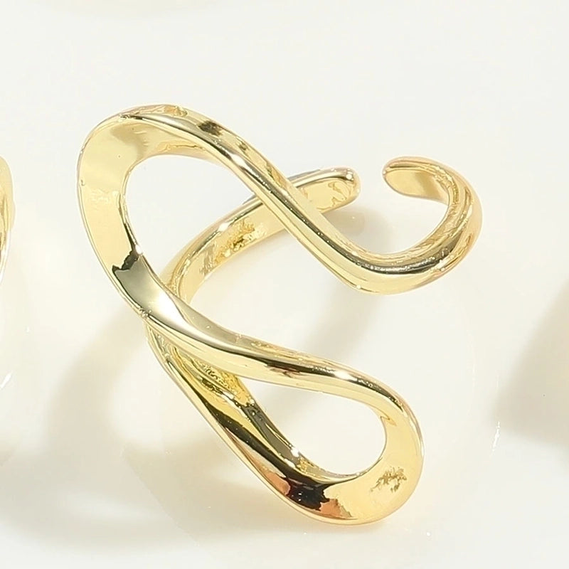 Minimalist Geometric Copper Twist 14k Gold Plated Open Rings