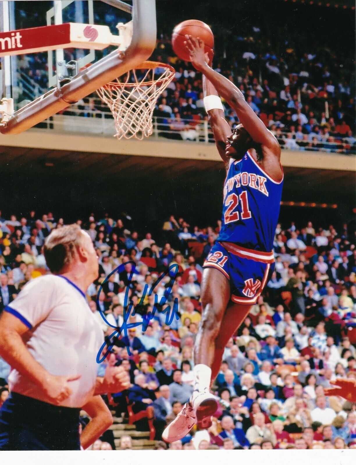 GERALD WILKINS NEW YORK KNICKS ACTION SIGNED 8X10