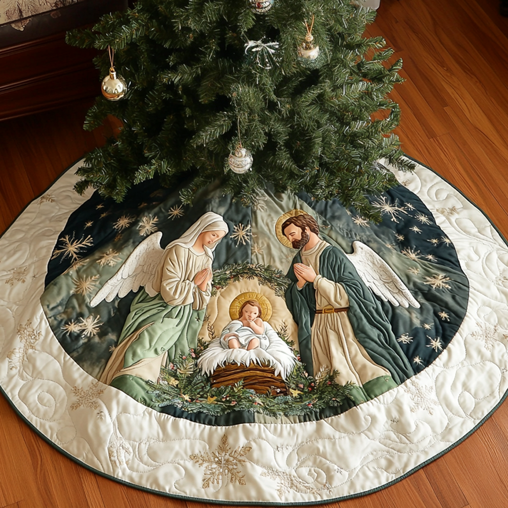 Holy Grace Quilted Christmas Tree Skirt NCU0VH500