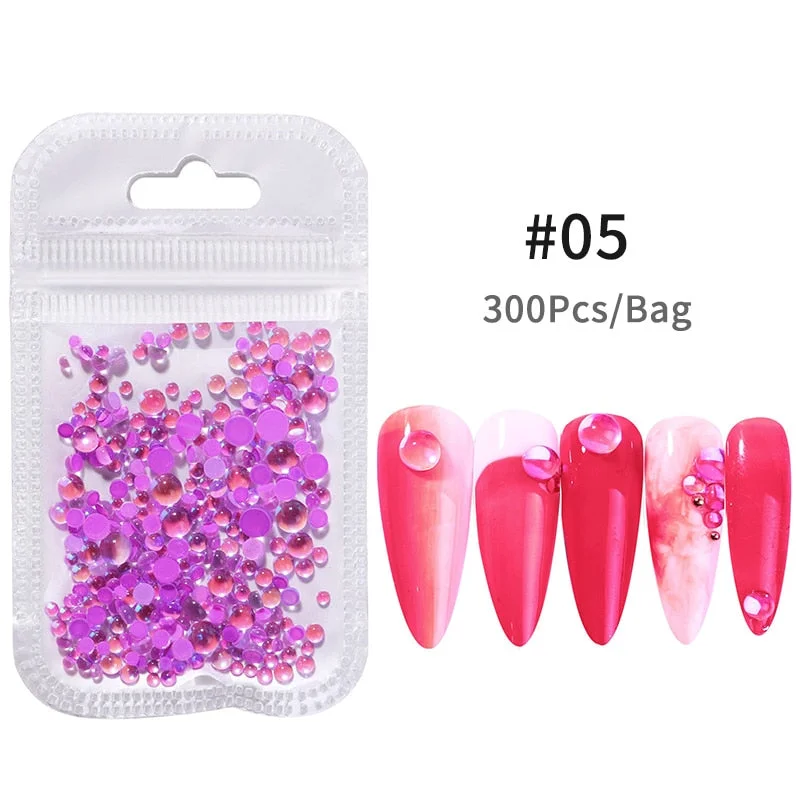 Candy Colors Mixed Size Love Heart Design Glass Crystal Beads AB 3D Nail Art Rhinestones DIY Flatback Acrylic Stones Decorations-Nail Inspo