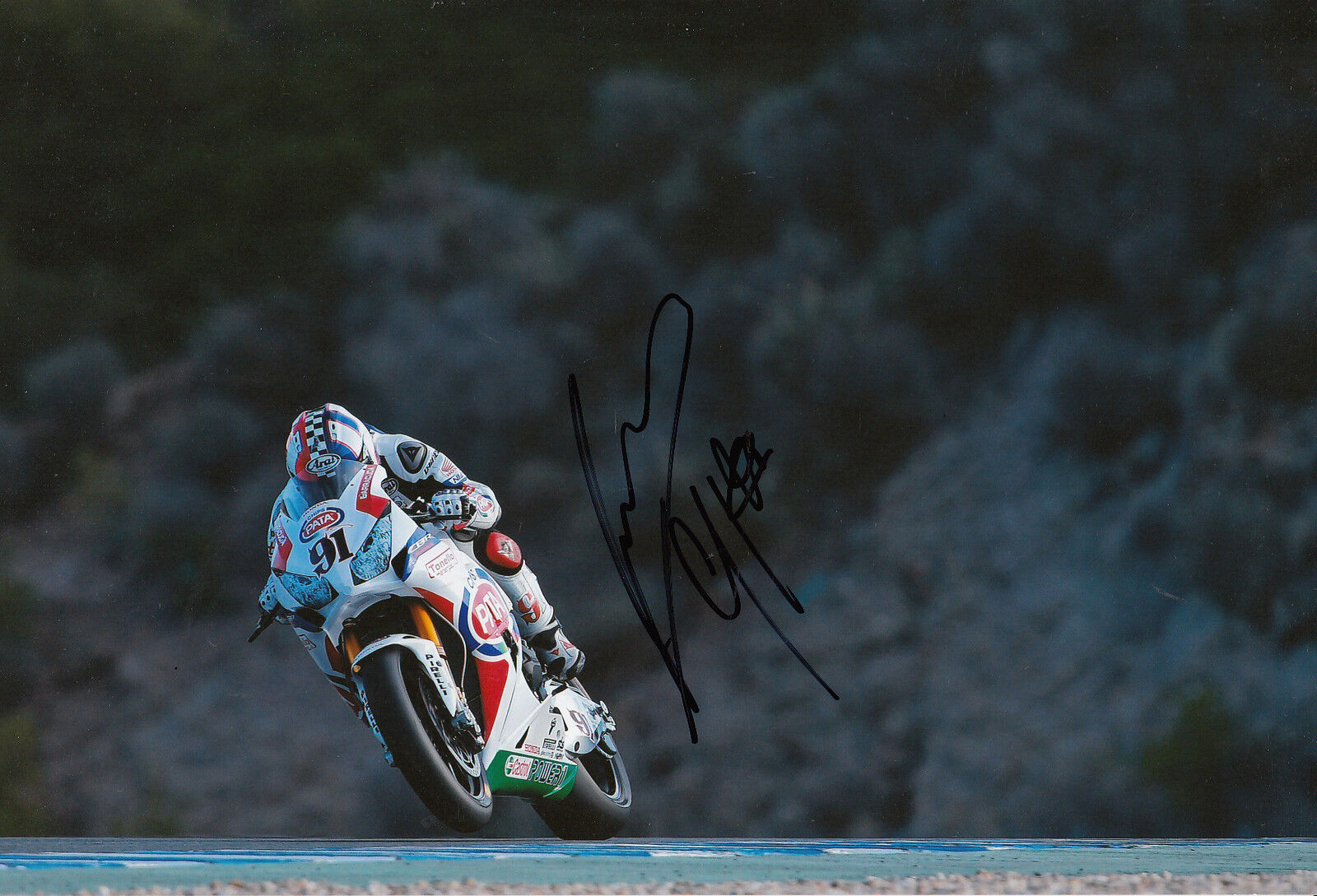 Leon Haslam Hand Signed Pata Honda 12x8 Photo Poster painting World Superbikes.