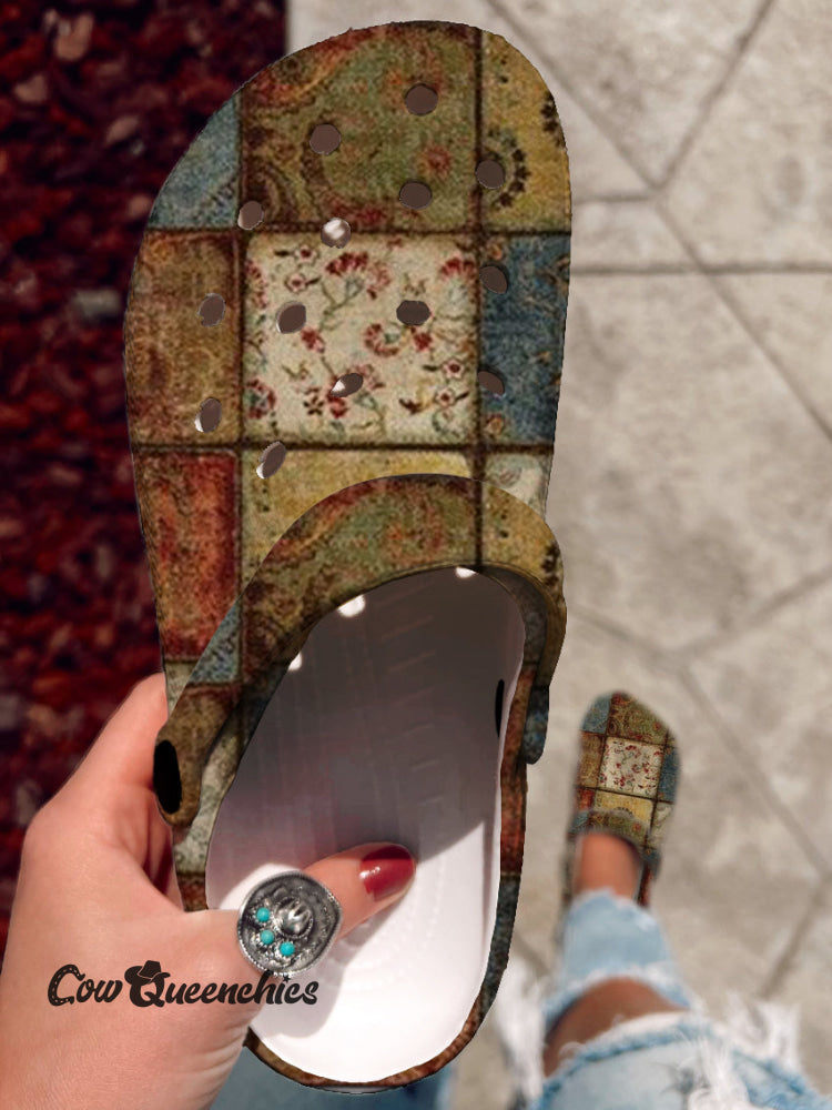 Vintage Art Print Casual Hole Slippers Multicolor / 36