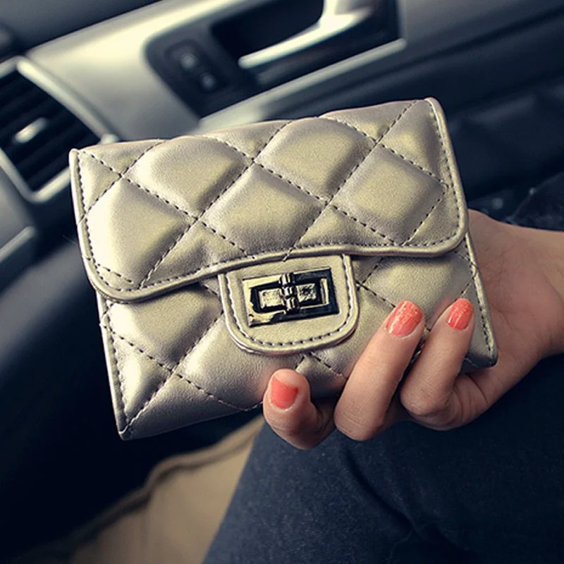 էѧӧܧ Hot Coin Purse Short 3 Folding Small Wallet Women Credit Card Holder Case Lady Leather Case Money Bag Cute Wallet