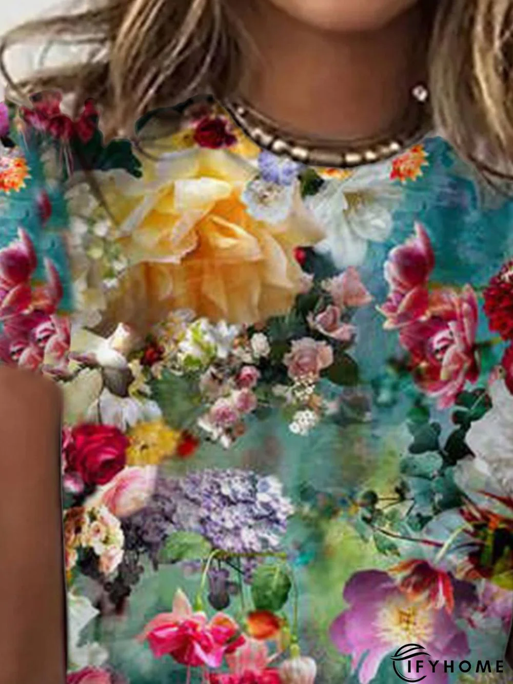 Casual Short Sleeve Crew Neck Printed Tunic Top | IFYHOME