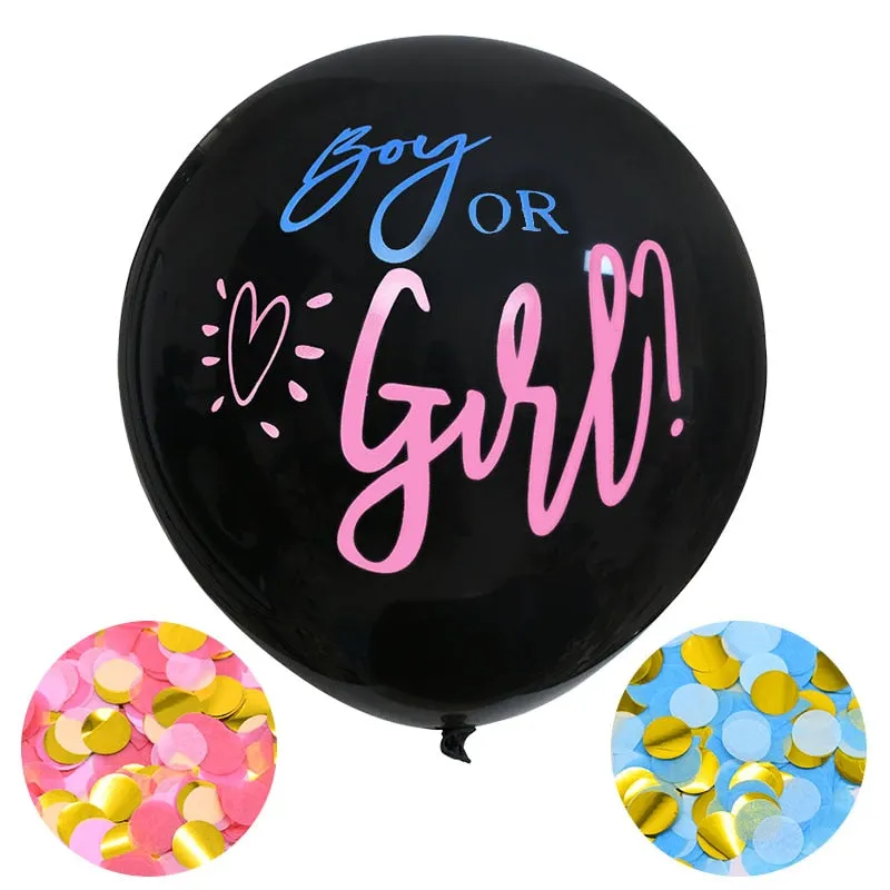 1Set 36 Giant Boy or Girl Black Latex Balloon Blue Pink Confetti Baby Shower Globos Gender Reveal Party Decoration Supplies