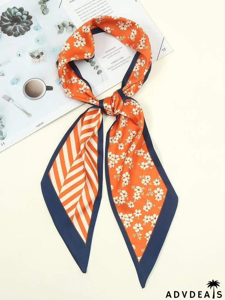 Flower Print Skinny Scarf