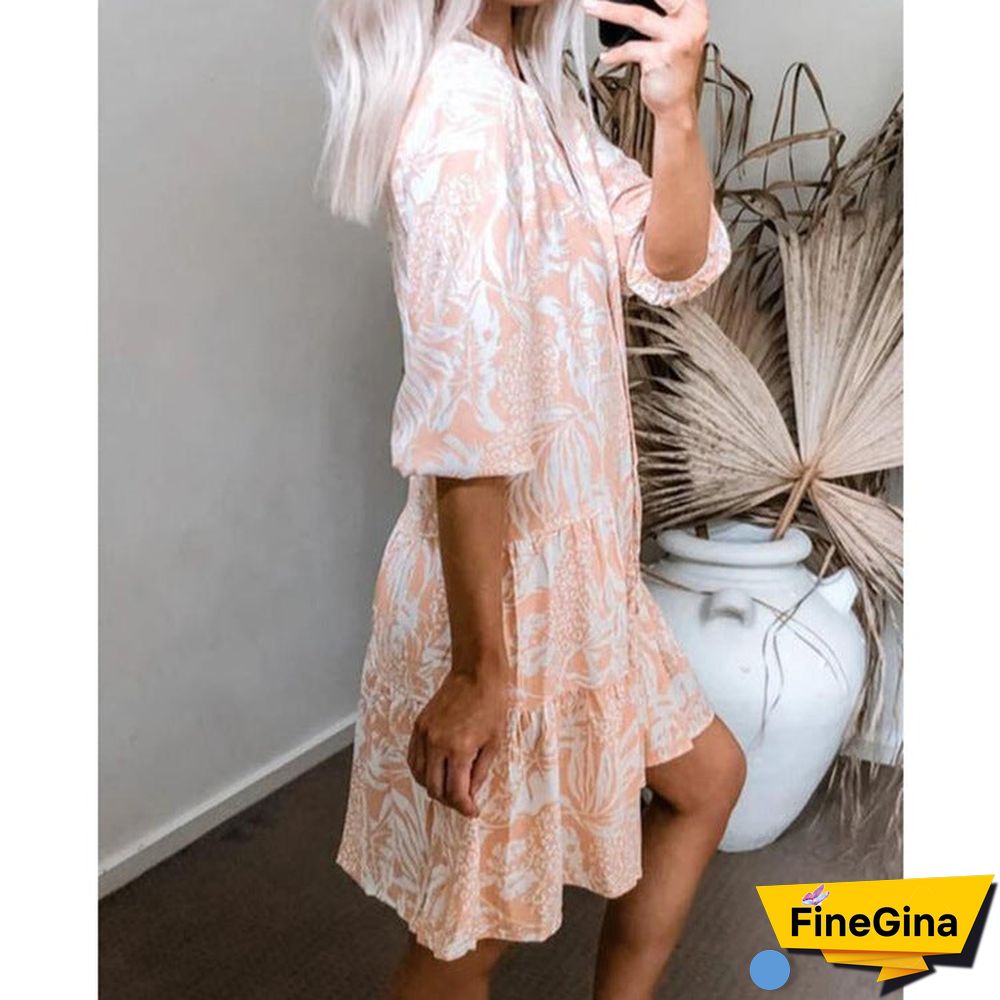 Best Selling European and American Women's Short Sleeve Printed Dress