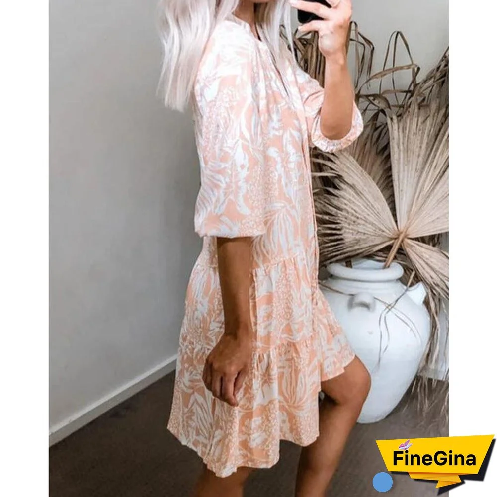 Best Selling European and American Women's Short Sleeve Printed Dress