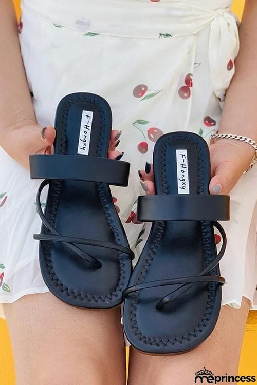 Flat Strappy Slipper Sandals