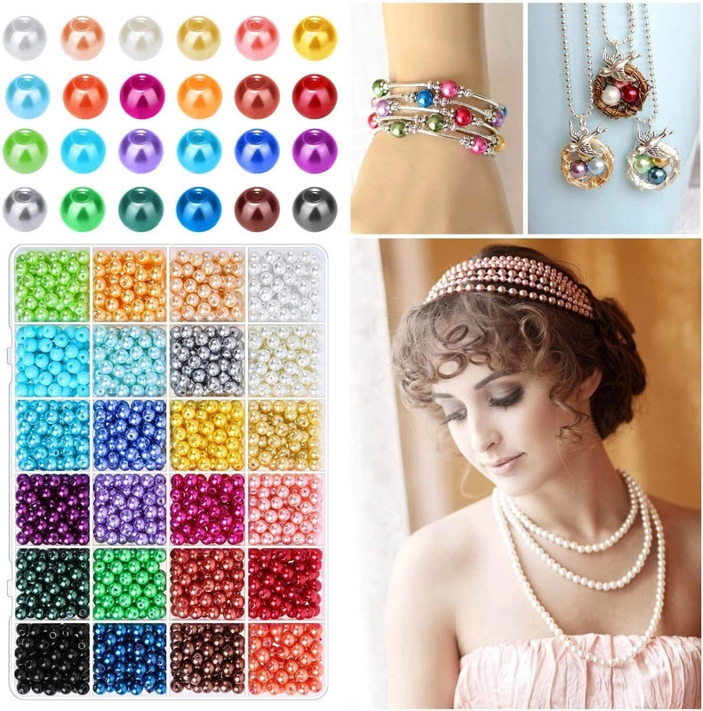 Hot Selling 1680 Pieces 6mm24 Color Mermaid ABS Dyed Pearl DIY Bracelet Necklace Jewelry Set