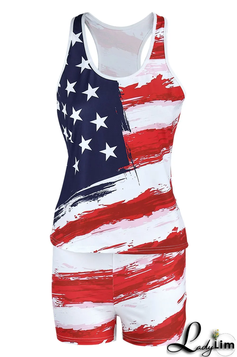 Black Pink Fashion Casual Print Basic U Neck Sleeveless Two Pieces