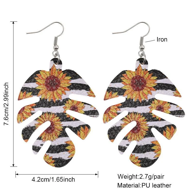 BOHO Leaf Pattern Sunflower Earrings