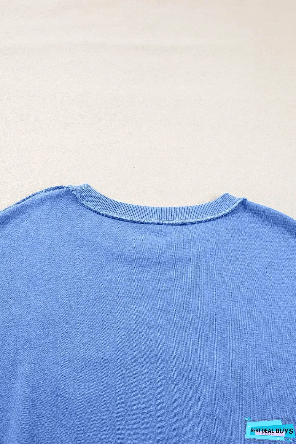 Sky Blue Sequin Trim Embroidered Star USA Pattern Sweatshirt