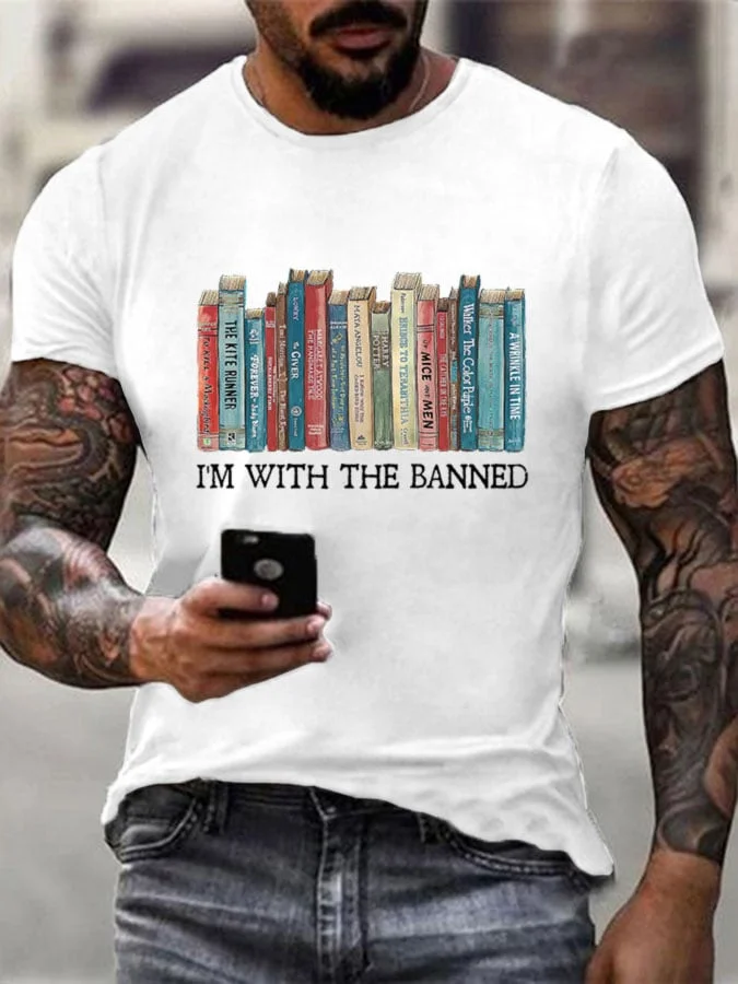 Men's  I'm With The Banned Books Crew Neck T-Shirt socialshop