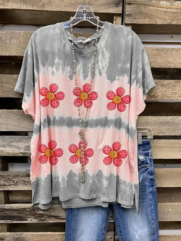 Tie-Dye Floral Printed Tee