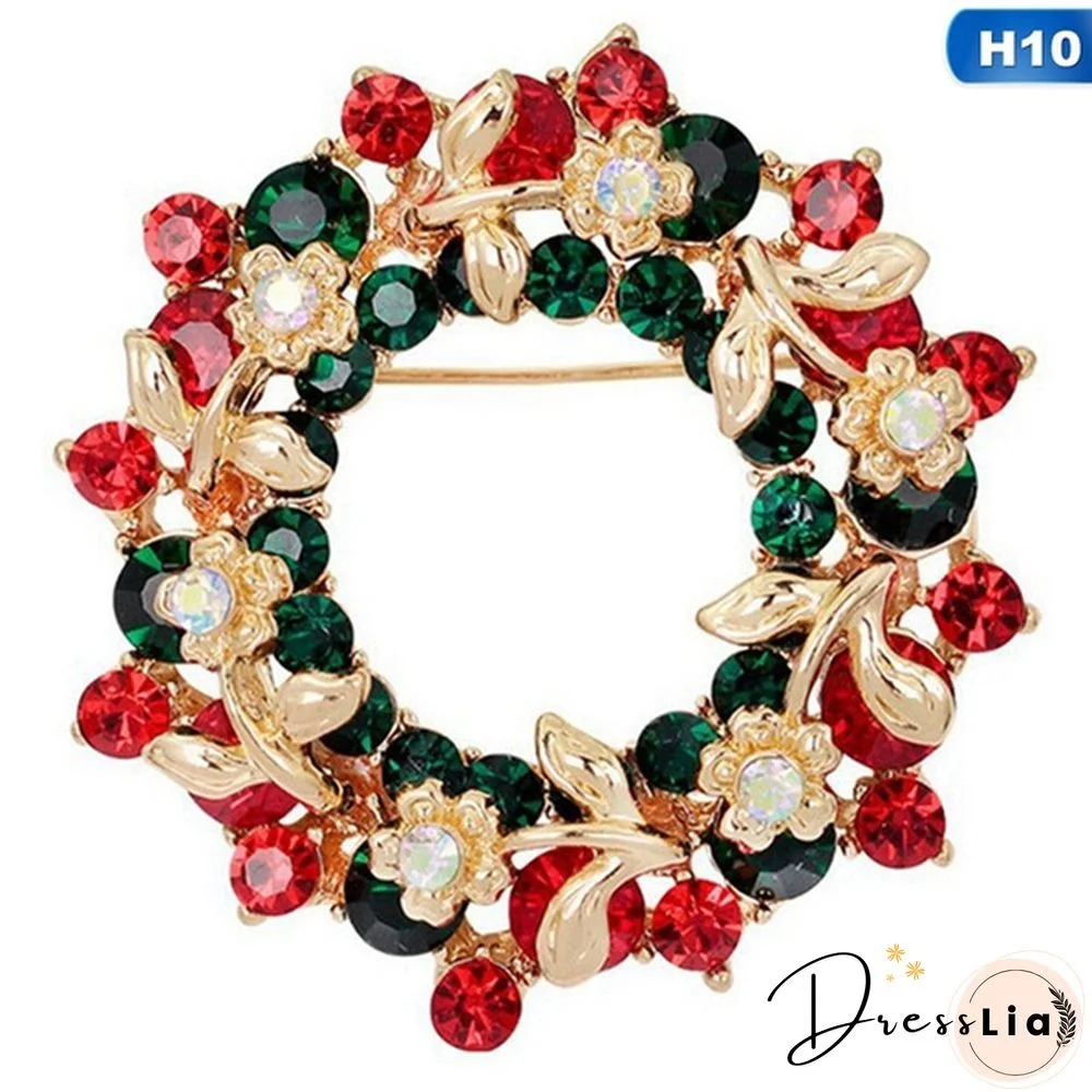 Fashion Crystal Christmas Snowman Christmas Tree Deer Brooch Pin Collar Womens Jewellery Xmas Party Jewelry