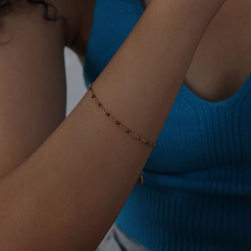 Bohemian Colorful Titanium Steel Enamel Plating 18k Gold Plated Bracelets Necklace