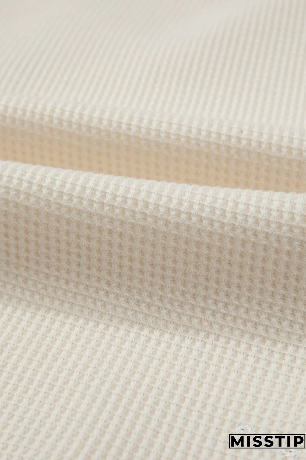 Waffle-Knit Two-Tone Long Sleeve Hoodie