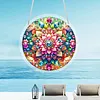 (18.5cm)DIY Acrylic Jigsaw Puzzle Window Hanging with Hanging Chain DIY Stained Glass Decoration Round Window Puzzle Decor for DIY Craft Project (Mandala)