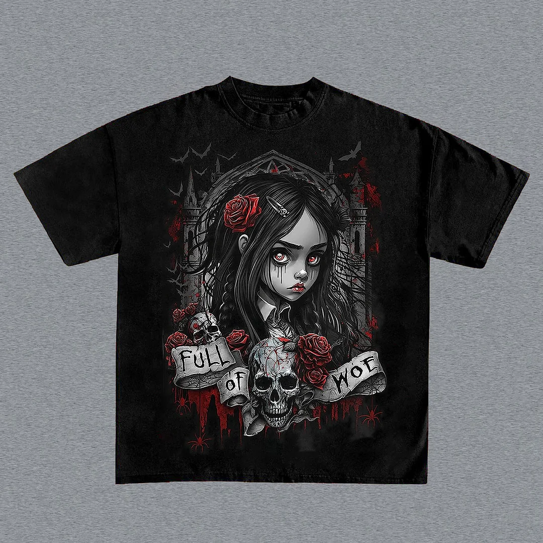 Retro trendy brand printed short-sleeved T-shirt
