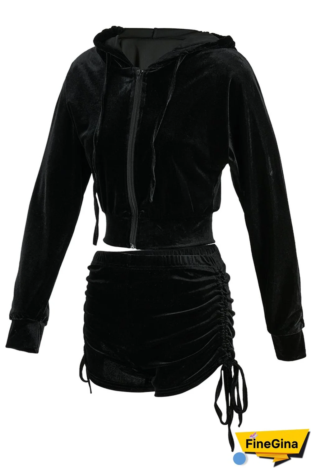 Blue Street Patchwork Solid Draped asymmetrical Straight Long Sleeve Two Pieces