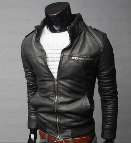 Hot Fashion Mens Cool bomber Jackets men Jacket Autumn Winter Collar Slim Fit Motorcycle Leather Jacket Coat Outwear Streetwear