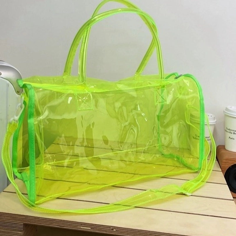 Unisex PVC Solid Color Basic Square Zipper Travel Bag
