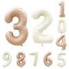 20PCS Retro Cream Caramel Party 0 - 9 Numbers 32" Aluminum Film Balloons Birthday Anniversary Decors