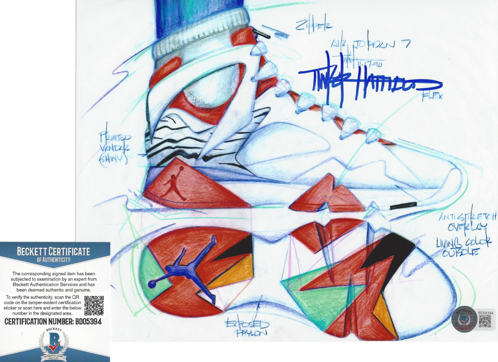 TINKER HATFIELD SIGNED NIKE DESIGNER AIR JORDAN 8x10 Photo Poster painting BECKETT COA BAS PROOF