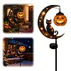 Iron Black Cat Moon Ground Lamp with Auto On/Off Solar-Powered Garden Light